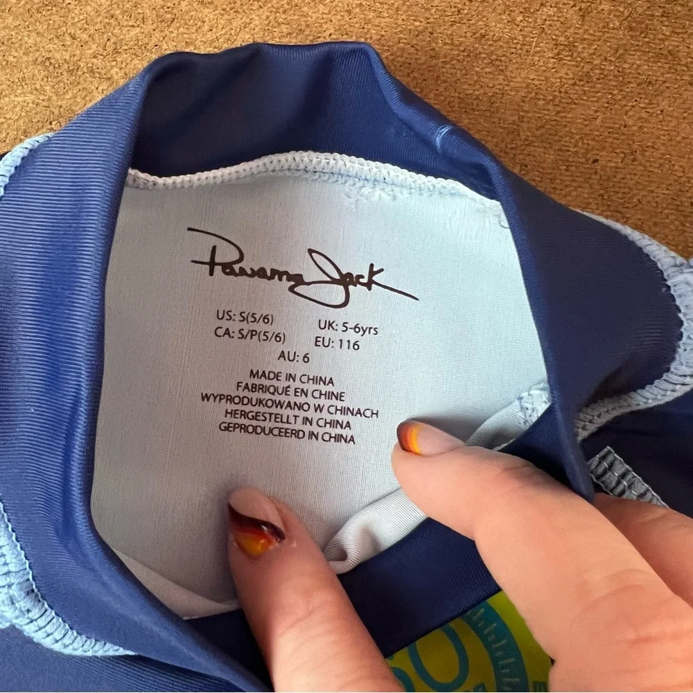 Panama Jack Shark Print Blue Swim Shirt, size Small (5/6) NWT